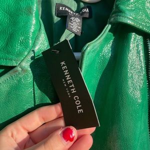 KENNETH COLE new with tags, green leather jacket. small authentic RARE color.